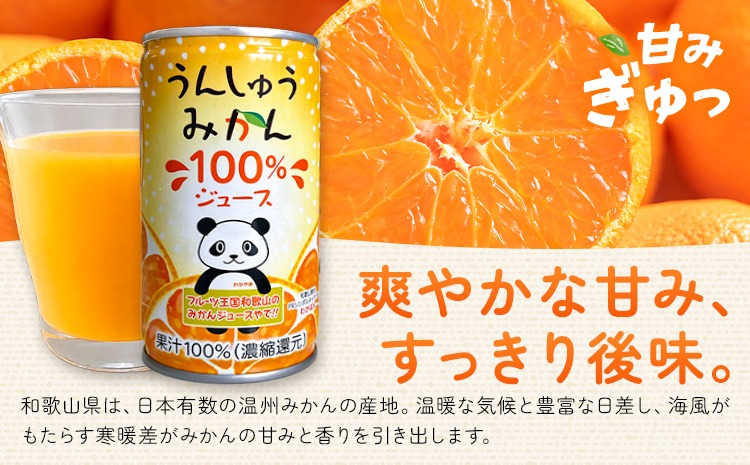 うんしゅうみかん 果汁100%（濃縮還元）ジュース 30缶 190g/1缶 南海果