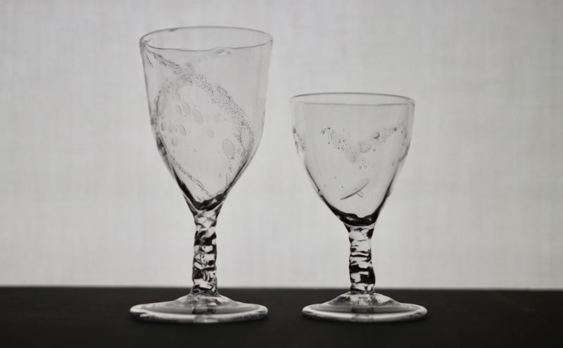 ガラス作家 小林貢作 宙吹硝子 ワイン杯 共箱 C R7834 ガラス作家 小林