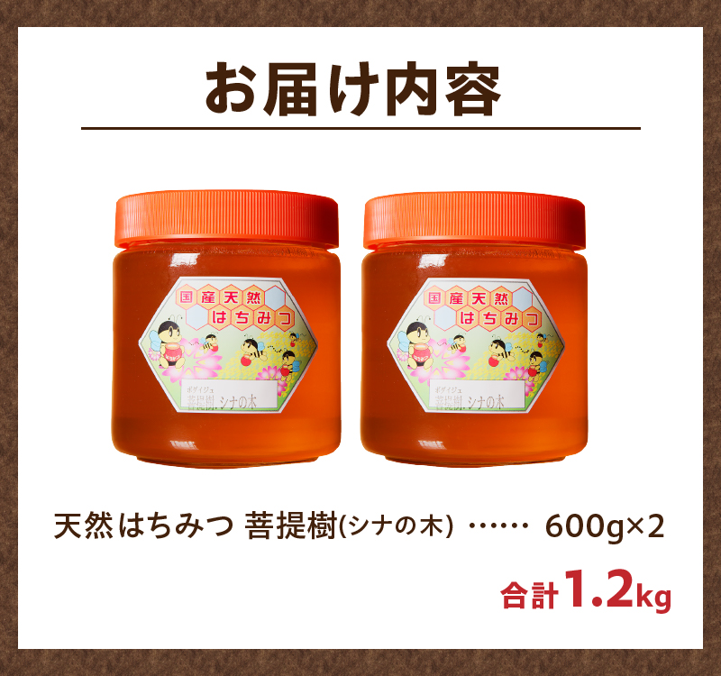 北海道滝川産】高見養蜂場の純粋はちみつ(菩提樹、シナの木600g×2本