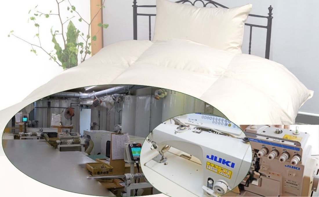 羽毛掛け布団 セミダブル 170&times;210cm イングランド産ホワイトダウン90% ダウンパワー360 工場イメージ