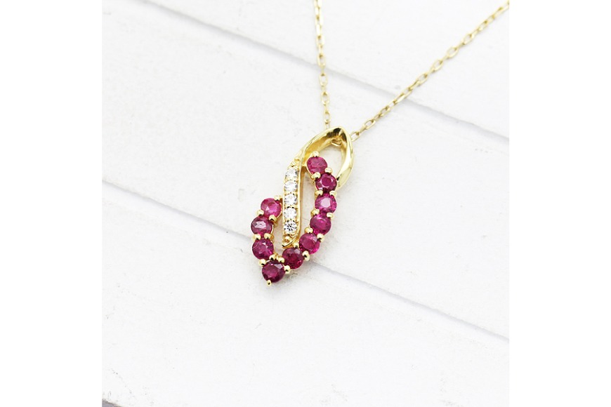 K18YG ペンダントのみ　ルビー0.05ct ネックレス K18YG イエローゴールド ルビー ダイヤモンド 0.05ct