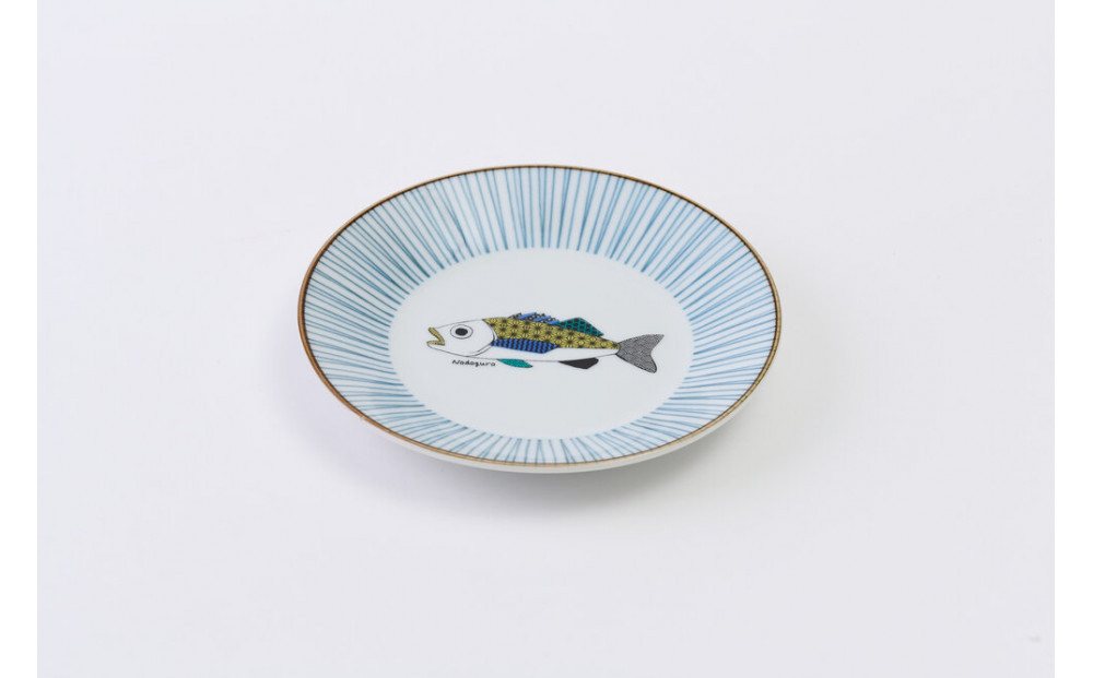 九谷焼 皿揃海の幸（約16.2cm 石川の海の幸柄皿5点セット