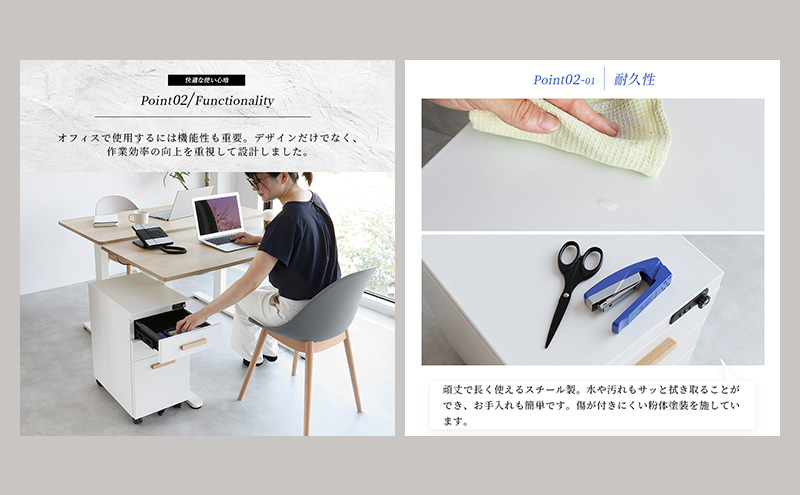 デスクワゴン 鍵付き キャスター付き 3段 完成品 Desk Wagon ブラック