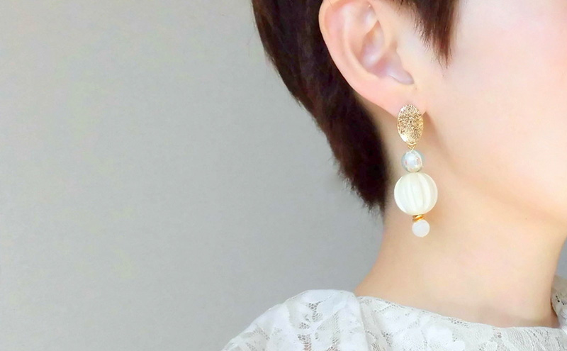 sea ripples ピアス アクセサリー 天然石 1個 [Q]handmadejewely