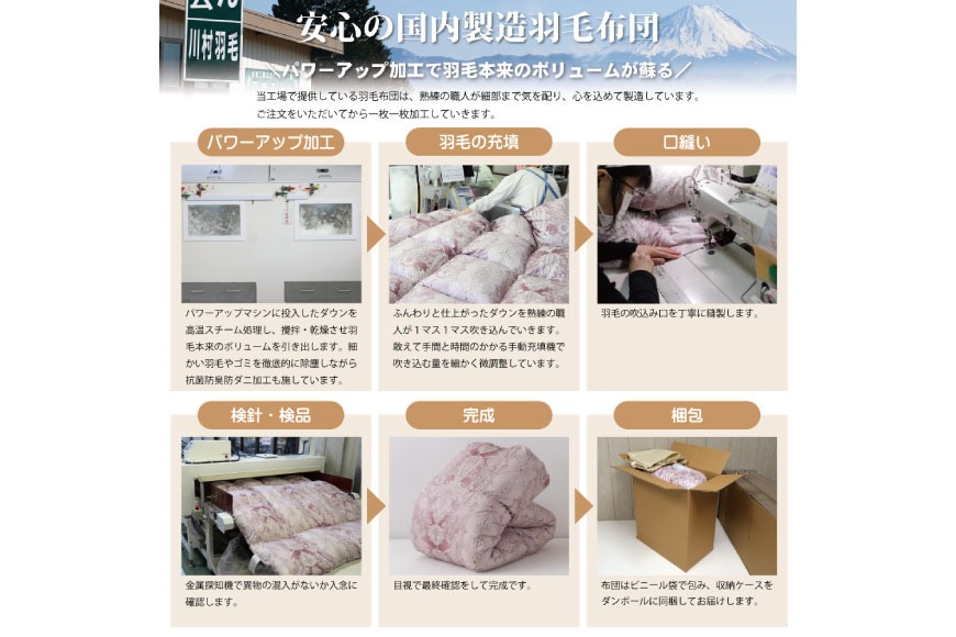 羽毛布団 掛け布団 ホワイトダックダウン93％ 【セミダブル】 1.5kg