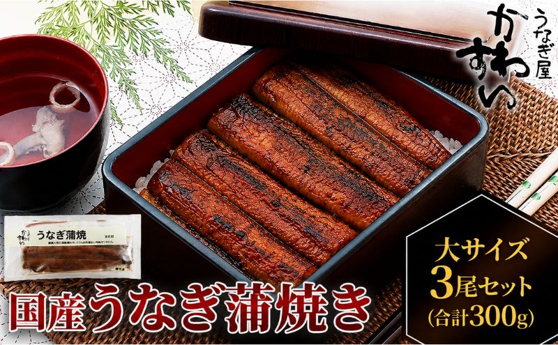 トシ　国産うなぎ蒲焼150g×3尾 国産うなぎ 蒲焼き 大サイズ 3尾セット(合計300g) タレ付き 国産