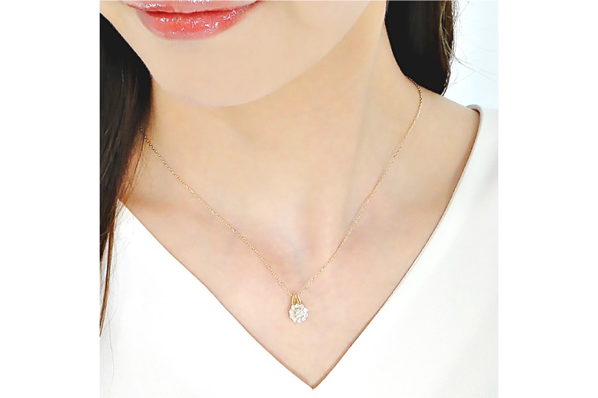 ネックレス K18YG イエローゴールド ダイヤモンド 0.35ct 【f218-k18yg