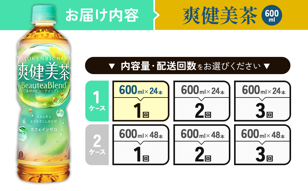 爽健美茶 600ml PET【コカ・コーラ】ペットボトル 1ケース(24本
