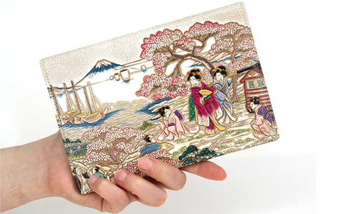 文庫屋大関】パーソナルホルダー 浮世絵 御殿山【皮革工芸品