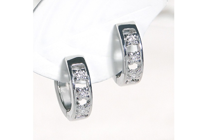 ピアス プラチナ PT900 ダイヤモンド 0.03ct フープピアス 【f220-pt