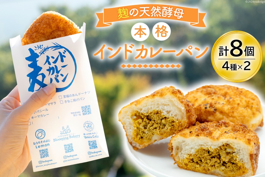 カレーパン4種 (計8個) 麹 自然 天然培養酵母パン 個包装 本格インド