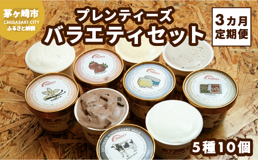 3ヵ月定期便 プレンティーズ バラエティアイスセット 5種10個 バニラ