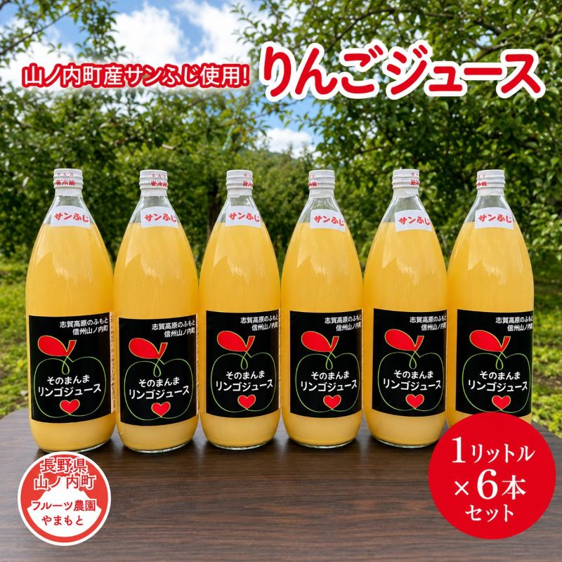 山ノ内町産サンふじ使用！りんごジュース 1000cc×6本セット 果汁飲料