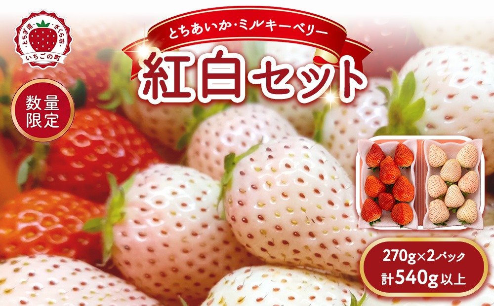 数量限定》紅白セット（とちあいか・ミルキーベリー） 270g×2パック
