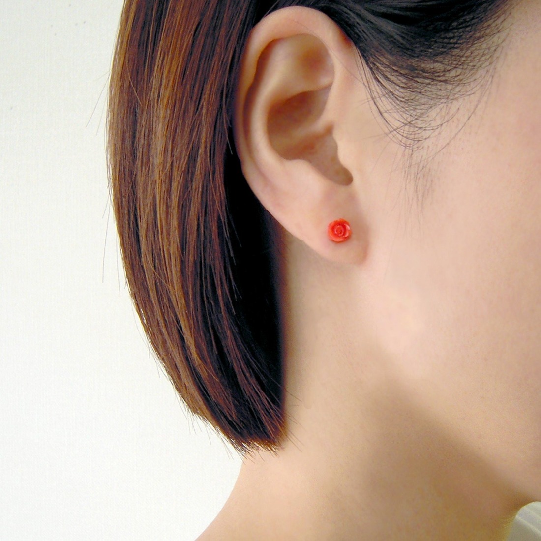 珊瑚 血赤珊瑚 ミニバラ ピアス K10イエローゴールド 天然サンゴ 一点