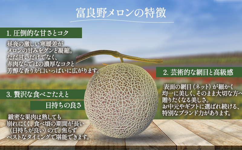 先行予約】富良野メロン 赤肉 大玉 1玉（2.2kg以上）北海道 ふらの