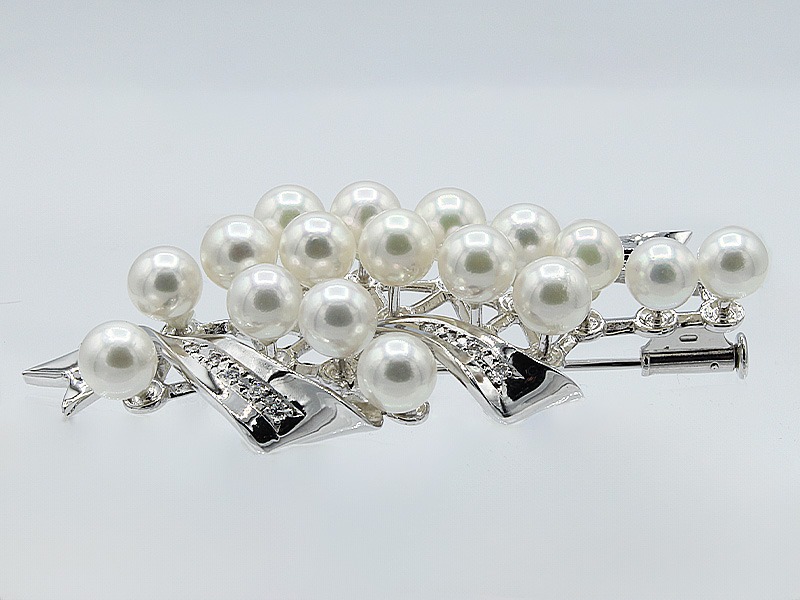 アコヤ真珠 パール ブローチ 5.5mm 17個付 SV925 (25106) 真珠 パール