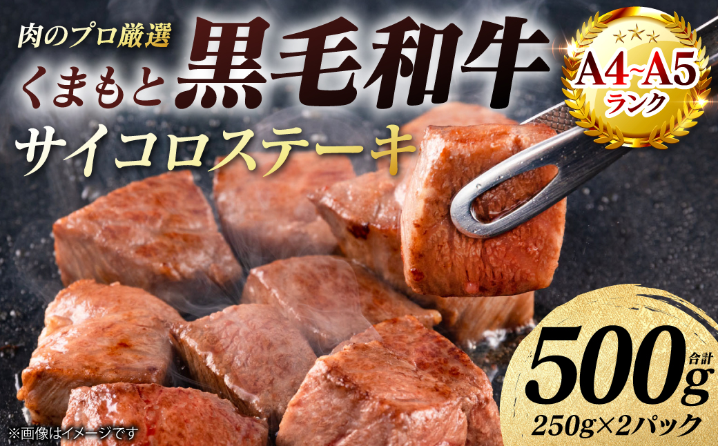 A4～A5ランク】 くまもと黒毛和牛 サイコロ ステーキ 500g （250g×2