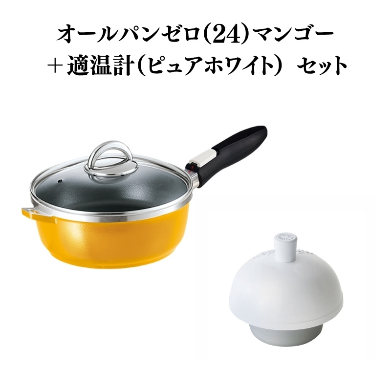 フライパン 深型 取っ手が取れる 24cm オールパンゼロ マンゴー 適温計