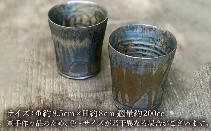 黒金彩 焼酎 カップ 2個 セット [ 唐津焼 ] 雅樂窯 [ASE005]（福岡県