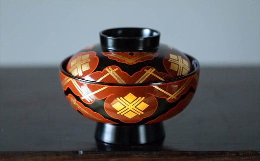 秀衡塗「煮物椀（雲紋・黒内古代朱）」3客 / 漆器 お椀 吸い物椀 煮物