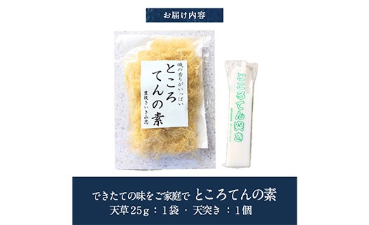 南房総産　天草　ところてん訳あり8キロ ところてんの素 (1袋・25g＋天突き付き) ところてん 天草 海藻