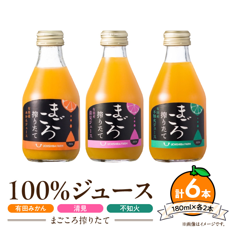まごころ搾りたて】100%ジュース《みかん・清見・不知火》180ml 各2本