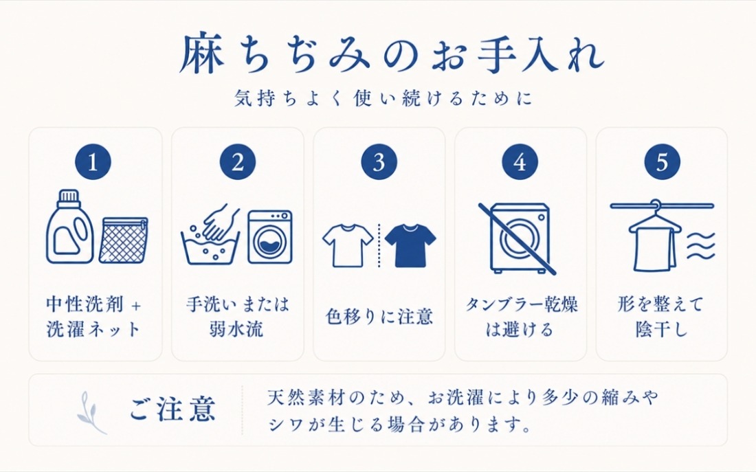 極涼麻ちぢみフィットシーツのお手入れ方法