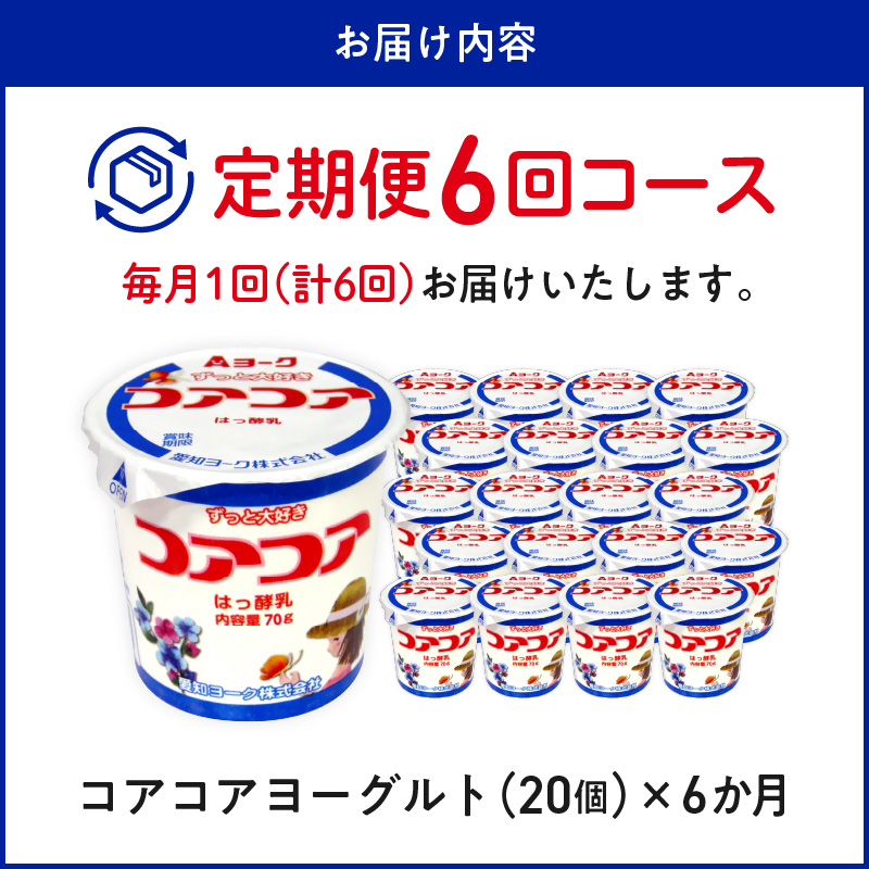 6ヶ月定期便】愛知ヨーク コアコアヨーグルト 20個入［108A02-T