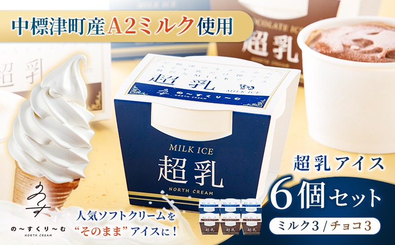 中標津町 超乳アイス（ミルク＆チョコ） 140ml×6個セット 計840ml
