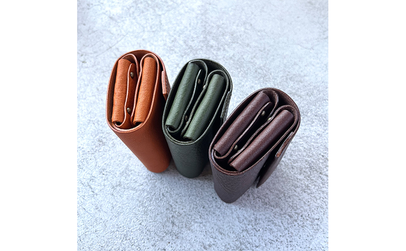 本革 三つ折りミニ財布 シボ入り栃木レザー ファッション小物 革小物