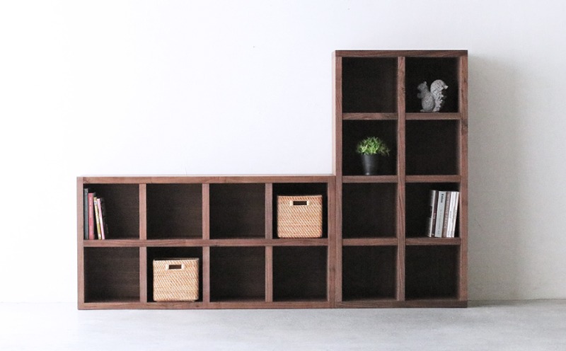 オープンラック 木製 ウォールナット材 幅76 奥行38 高さ148 収納 木製