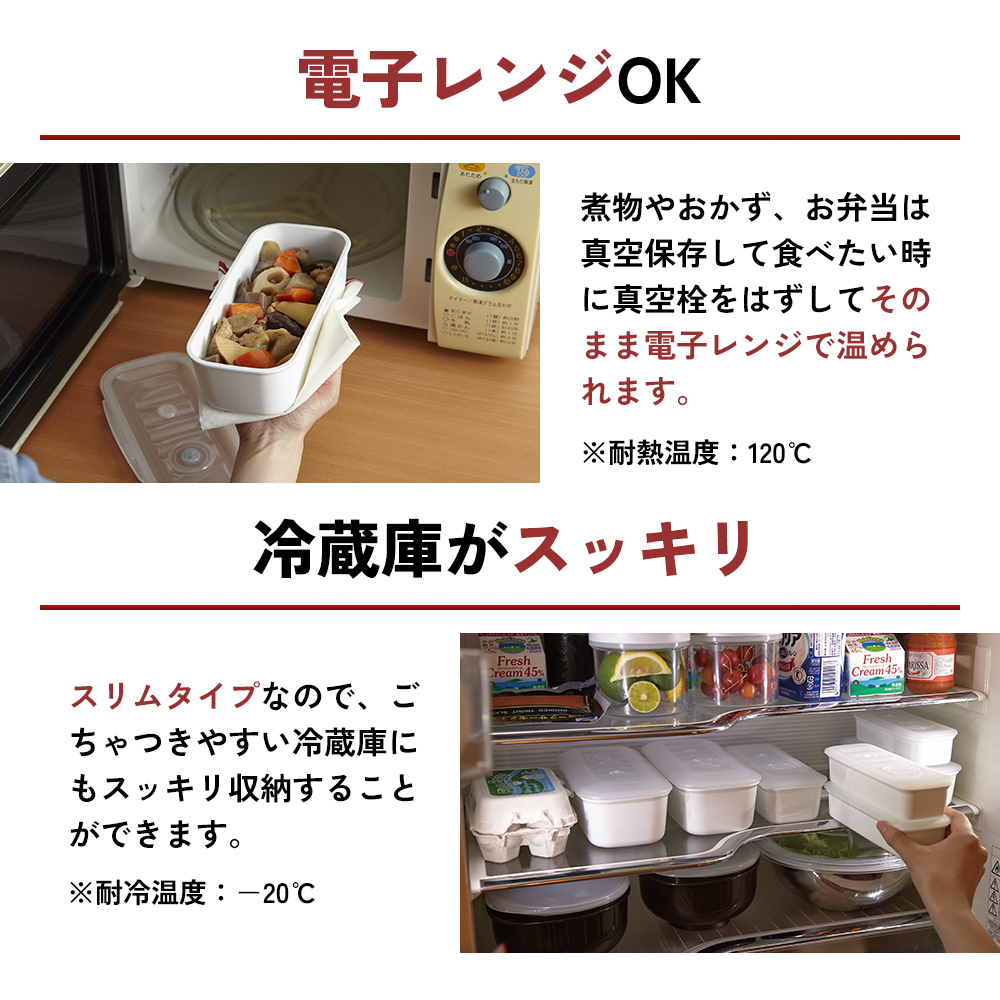 真空 スリムボックス S M L セット ] 真空ポンプ付き 真空保存容器