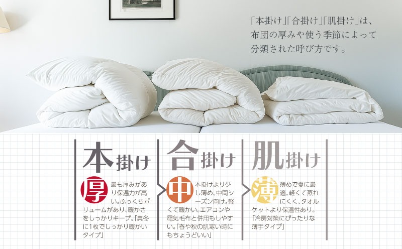 クイーン】【合掛け】羽毛合掛け布団（抗菌加工）スーパーマイクロ 超