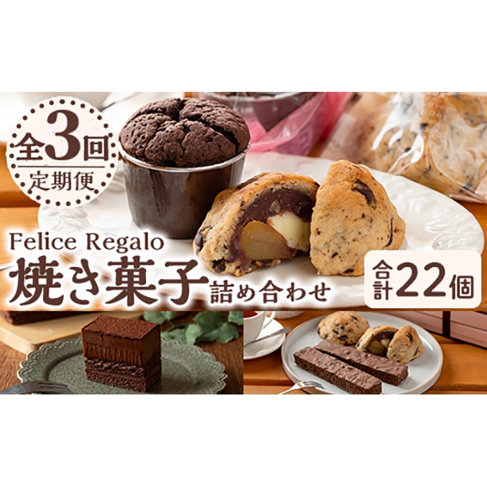 0334101b】＜定期便・全3回(連続)＞焼き菓子詰め合わせ(ガトーショコラ