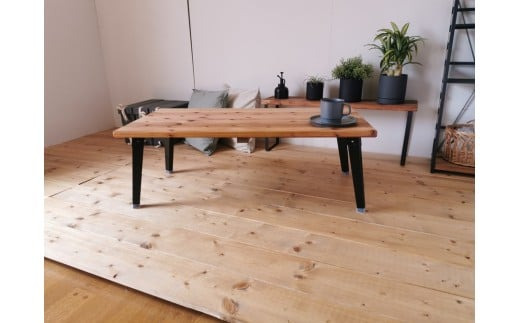 無垢材 折りたたみ ローテーブル ライトブラウン 圧着タイプ 90cm×45cm