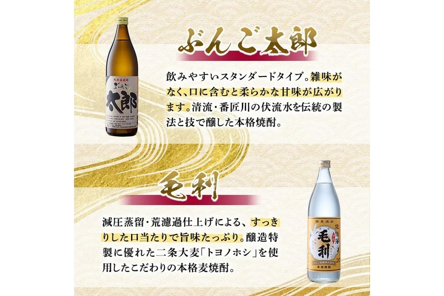 大分麦焼酎飲み比べセット (900ml×4本) 大分県産 国産 毛利 ぶんご太郎