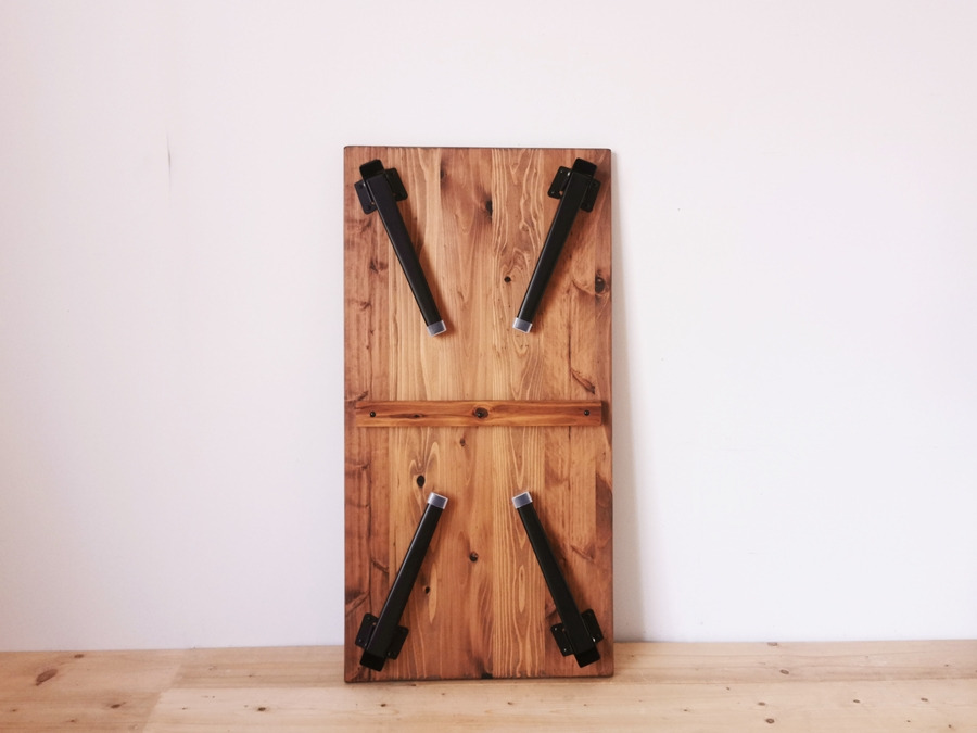 無垢材 折りたたみローテーブル ブラウン 約W100×D50cm｜リビング 子供