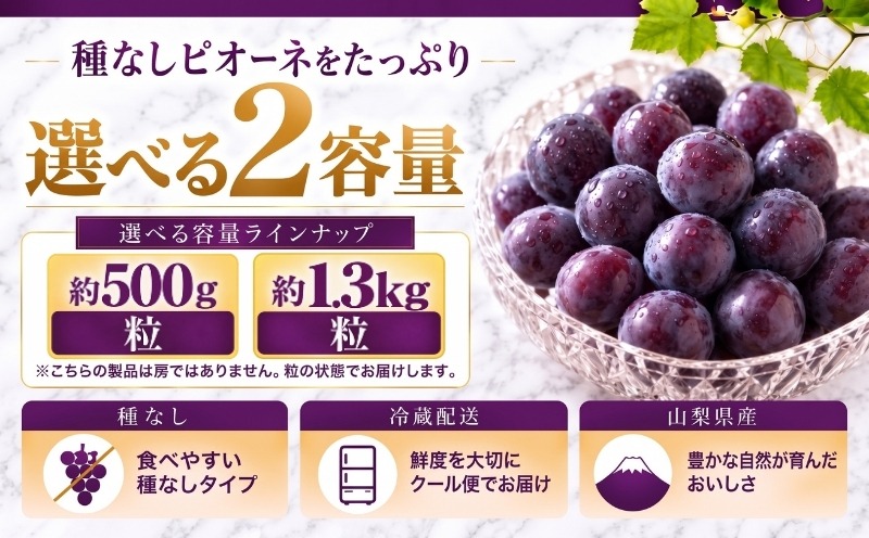 山梨県産 種なしピオーネ 粒 2027年先行予約・数量選べる仕様