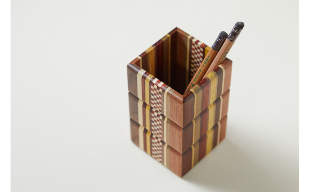 箱根寄木細工 無垢四角ペン立て】｜ ペン 文房具 雑貨 神奈川県 小田原