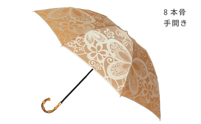 CB097 【槙田商店】晴雨兼用折りたたみ傘 kirie 蝶々 ハニーマスタード