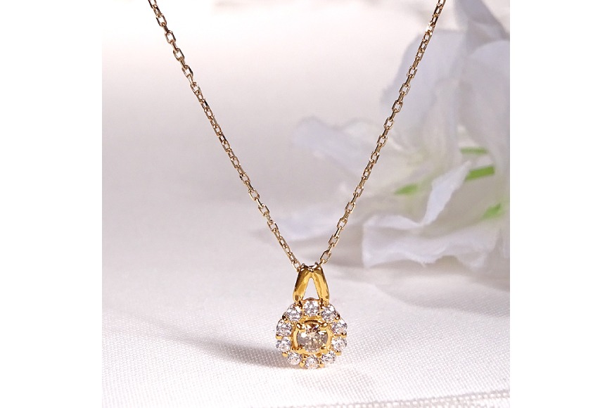 ネックレス K18YG イエローゴールド ブラウンダイヤモンド 0.4ct