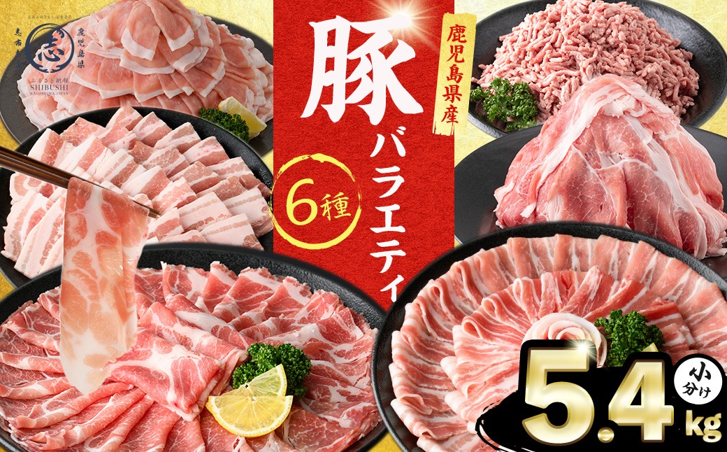 鹿児島県産 豚肉 バラエティ セット6種 計5.4kg b5-201（鹿児島県