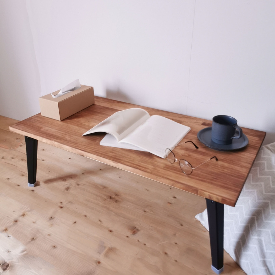 天然木 折りたたみ ローテーブル ブラウン 90×45cm 1台 完成品｜新星