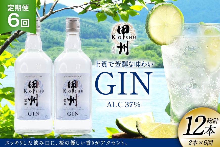 定期便6回】甲州韮崎 ジン 700ml×2本 ジントニック ハイボール 甲州