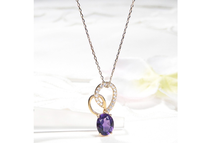 w*e様 4℃ ダイヤモンド　アメジスト　ネックレス ペンダント ネックレス K18YG イエローゴールド 0.18ct