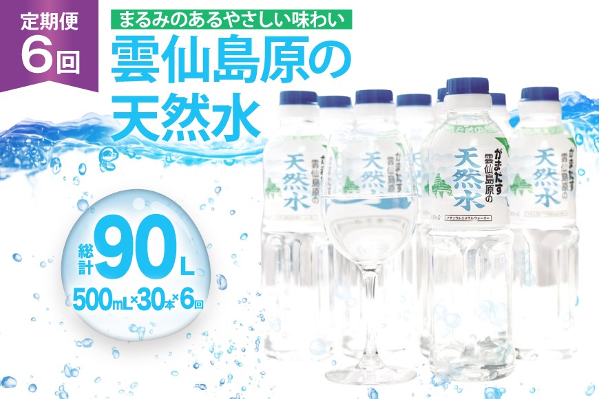 AJ616 山崎本店酒造場 【6回定期便】 雲仙島原の天然水 500mL 30本 計