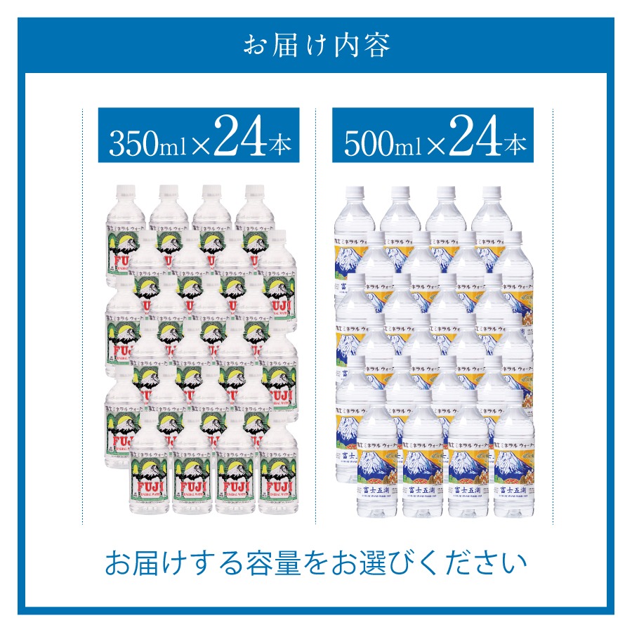 【ふるさと納税】水天然水富士山富士ミネラルウォーター選べる容量500ml350mlペットボトル24本入飲料飲料水富士山世界遺産登録富士五湖記念ボトル備蓄保存防災