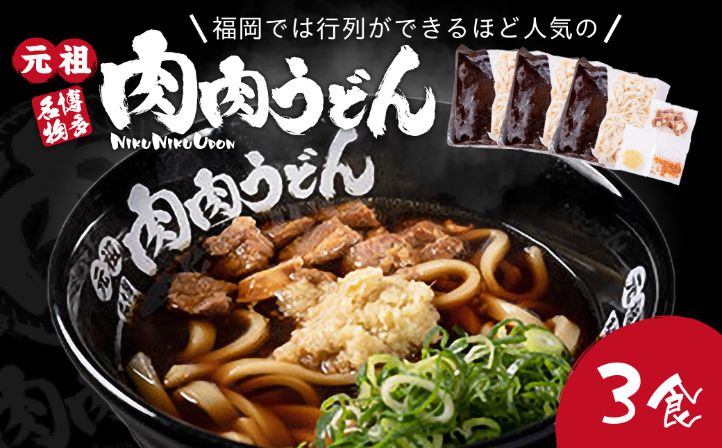 A3-070】冷凍 肉肉うどん3食（福岡県飯塚市） | ふるさと納税サイト