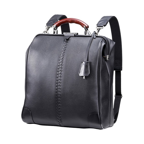 高島屋選定品】豊岡鞄 YOUTA LIZARD 3way 縦ダレスL (YK3) ブラック